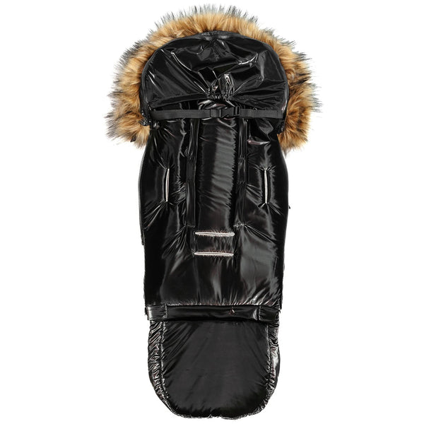 Satin Black Organic Premium Beige Wool Adjustable Footmuff