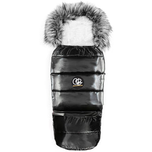 Satin Black Organic Premium Gray Wool Adjustable Footmuff