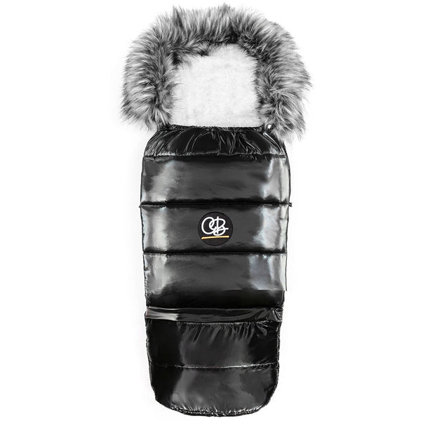 Satin Black Organic Premium Gray Wool Adjustable Footmuff