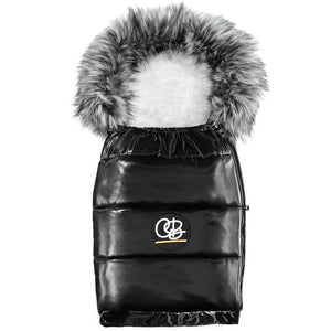 Satin Black Organic Premium Gray Wool Adjustable Footmuff