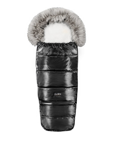 Satin Black Organic Premium Gray Wool Adjustable Footmuff