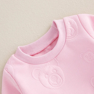 Baby Toddler Boys Girls 2Pcs Jogger Set Bear Pattern Long Sleeve Crewneck Top Long Pants Fall Outfit