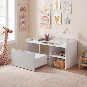 Scalloped Kids Bookshelf and Toy Storage Organizer for Playroom