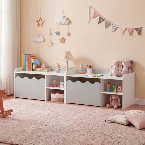 Scalloped Kids Bookshelf and Toy Storage Organizer for Playroom