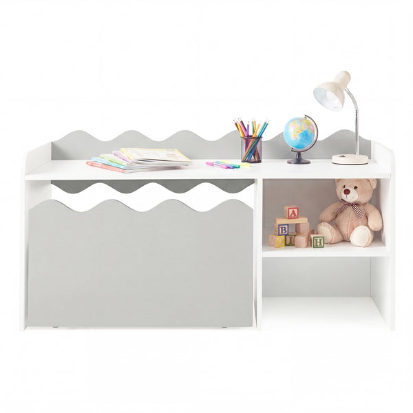 Scalloped Kids Bookshelf and Toy Storage Organizer for Playroom
