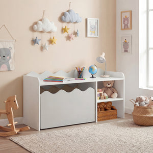 Scalloped Kids Bookshelf and Toy Storage Organizer for Playroom
