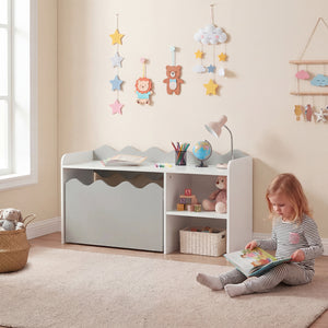 Scalloped Kids Bookshelf and Toy Storage Organizer for Playroom