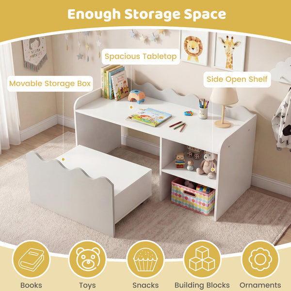 Scalloped Kids Bookshelf and Toy Storage Organizer for Playroom