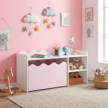Scalloped Kids Bookshelf and Toy Storage Organizer for Playroom