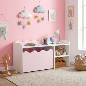 Scalloped Kids Bookshelf and Toy Storage Organizer for Playroom