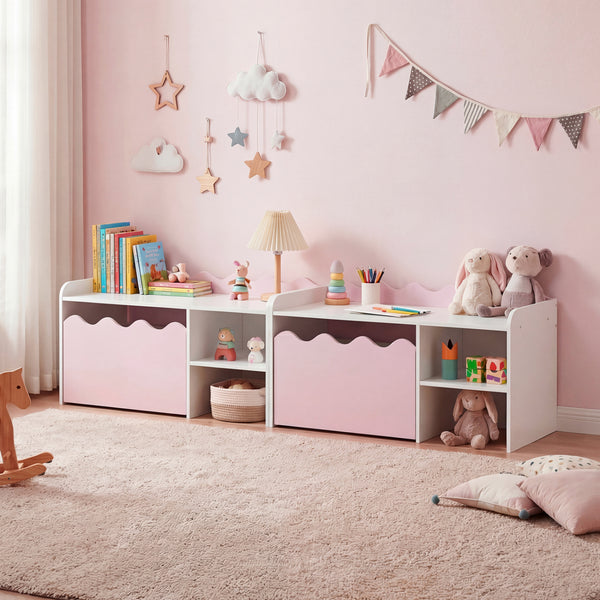 Scalloped Kids Bookshelf and Toy Storage Organizer for Playroom