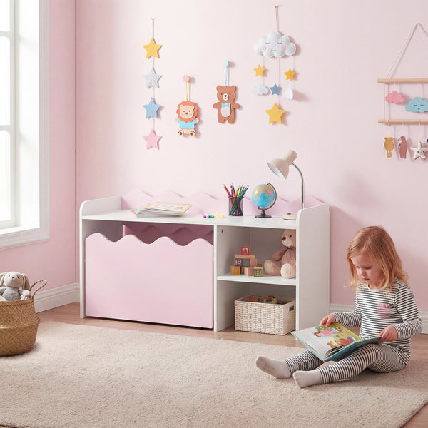 Scalloped Kids Bookshelf and Toy Storage Organizer for Playroom