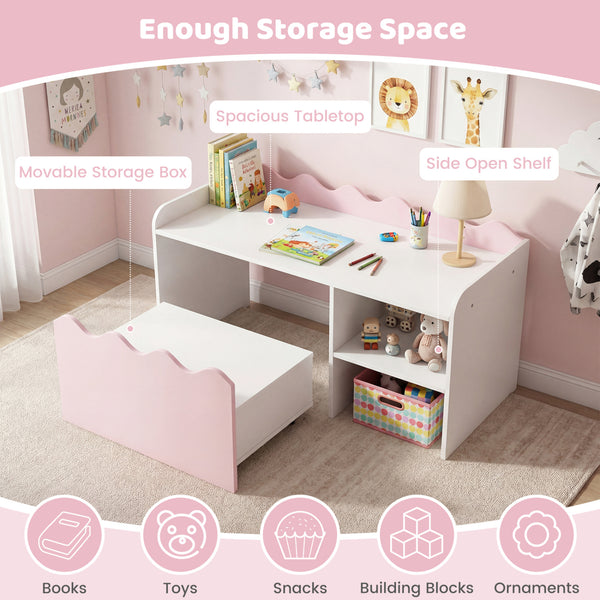 Scalloped Kids Bookshelf and Toy Storage Organizer for Playroom