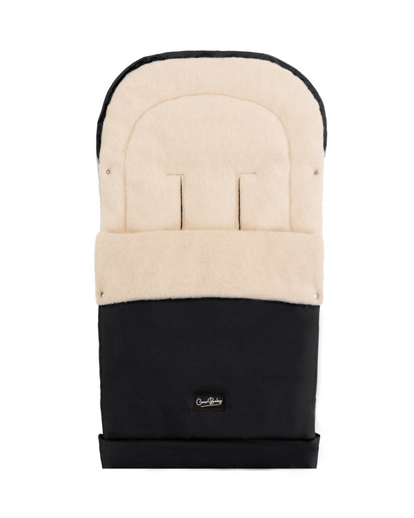 Black Organic Wool Adjustable Footmuff