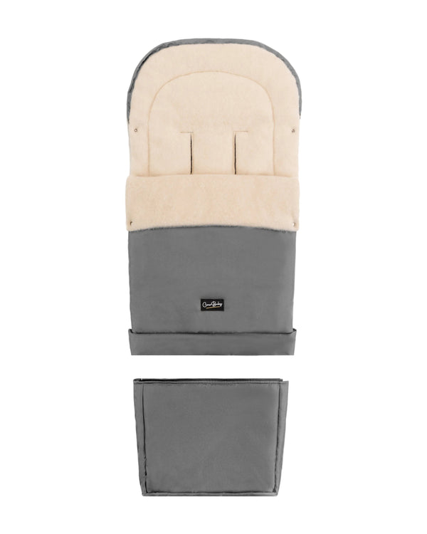 Gray Organic Wool Adjustable Footmuff