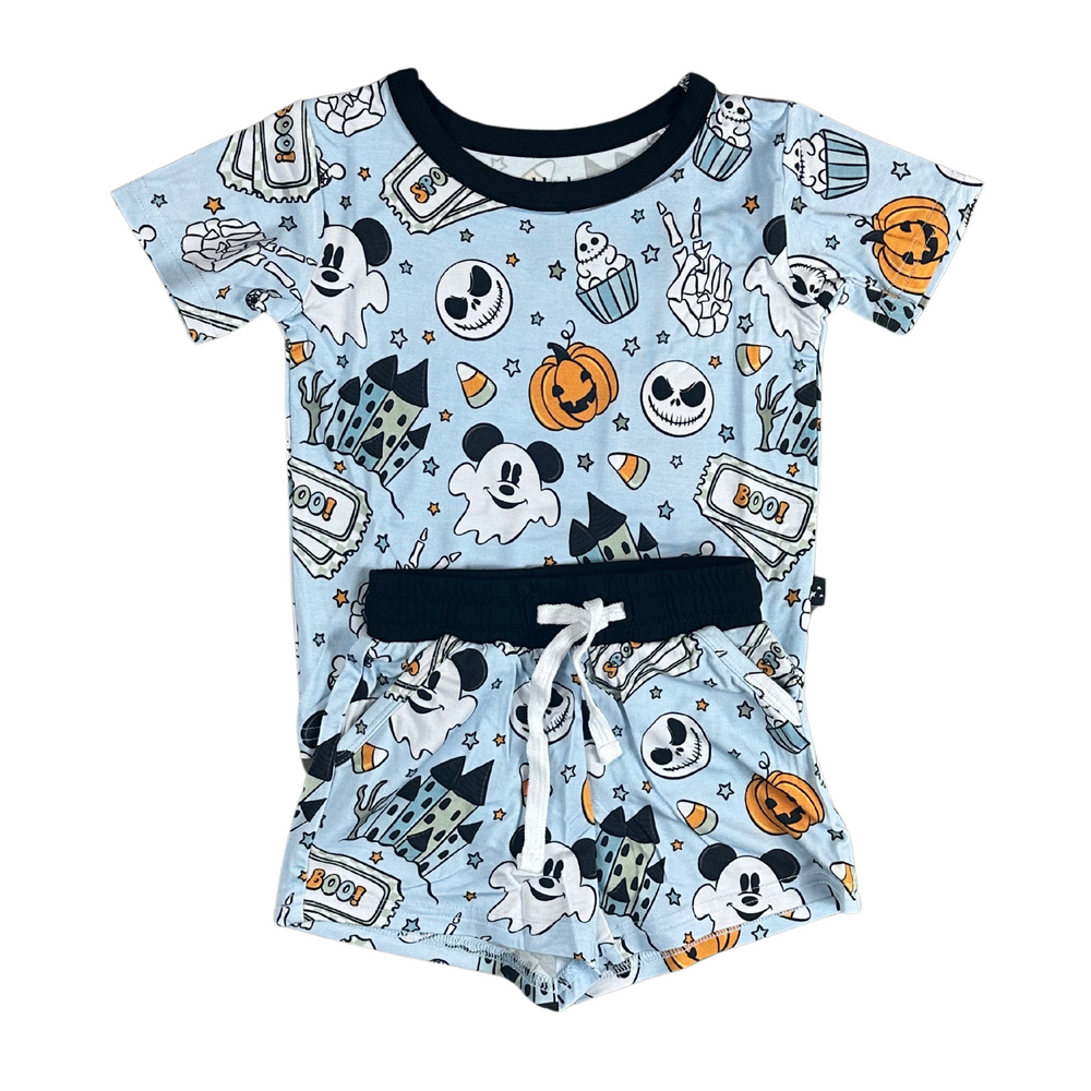 Oogie blue pocket short set for babies, perfect for playtime and comfort in toys and entertainment.