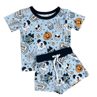 Oogie blue pocket short set for babies, perfect for playtime and comfort in toys and entertainment.