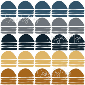 Abstract curved arrows fabric nursery wall art decals in a playful design, perfect for baby rooms.