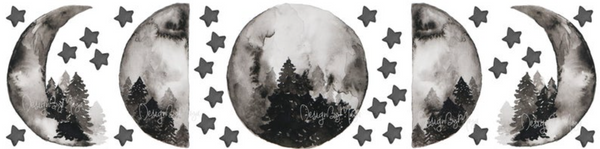 "I Love You to the Moon and Back" - Full Moon and Stars - Fabric Nursery Wall Art Decals