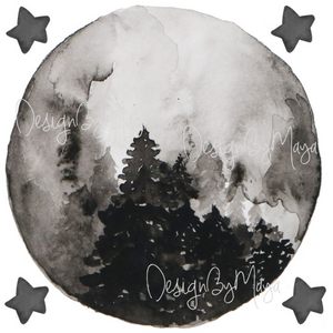 "I Love You to the Moon and Back" - Full Moon and Stars - Fabric Nursery Wall Art Decals