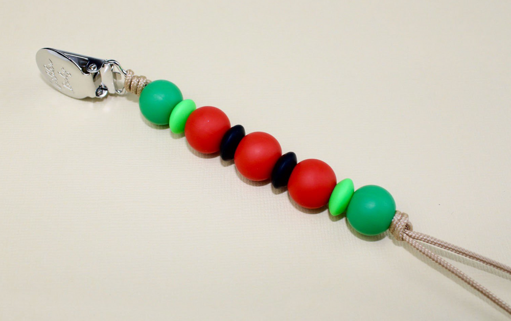 Lauren Clip in Watermelon design - stylish pacifier clip for babies.