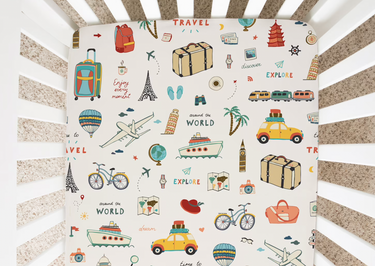 "Around The World Minky Jersey Crib Sheets for a cozy and stylish nursery."