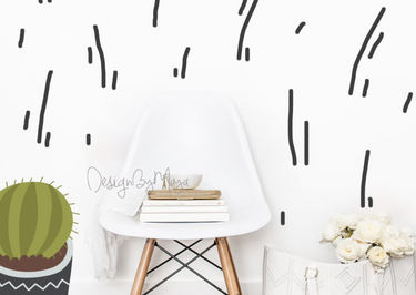 Abstract curvy lines fabric nursery wall art decals for a stylish baby room decor.