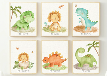 Baby Dinosaurs Set - Luster Paper Nursery Wall Art Prints for adorable children's room decor.