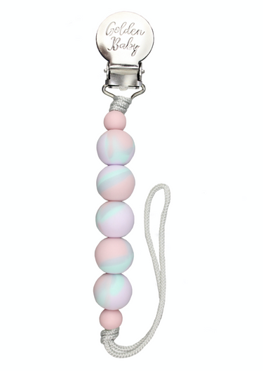 Cotton Candy Pacifier Clip for babies - stylish and secure accessory to keep pacifiers close and clean.