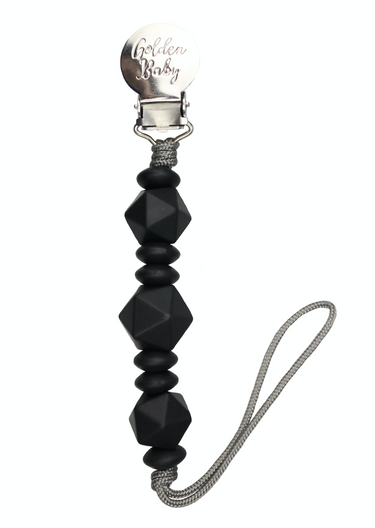Harley Clip in Black - stylish and functional pacifier clip for babies.