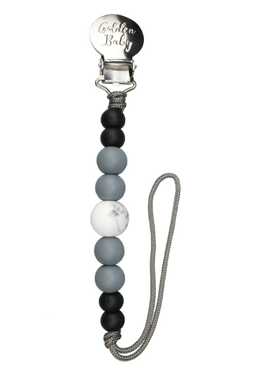 Charcoal Strand Clip pacifier holder for babies, stylish and functional accessory for keeping pacifiers close.