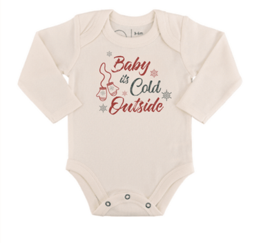 Long sleeve graphic bodysuit for babies: "Baby It's Cold Outside" design, perfect for chilly weather.