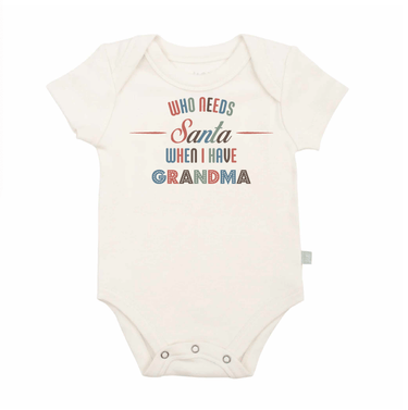 Graphic bodysuit for babies with "I have grandma" design, perfect for short sleeve comfort and style.