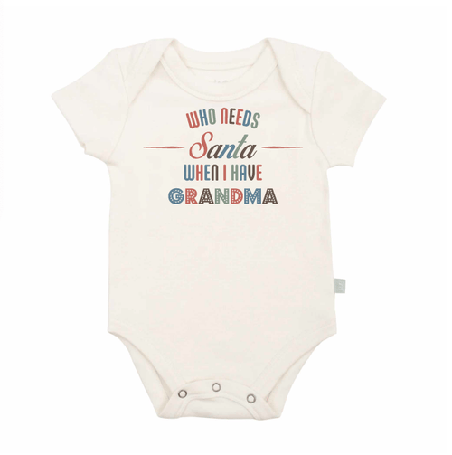 Graphic bodysuit for babies with "I have grandma" design, perfect for short sleeve comfort and style.