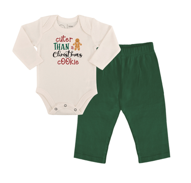 "Christmas cookie evergreen gift set for babies - perfect holiday present."