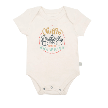 Chillin' with my snowmies graphic short sleeve bodysuit for babies.