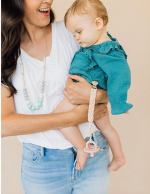 Macrame Pacifier Clip - Blush