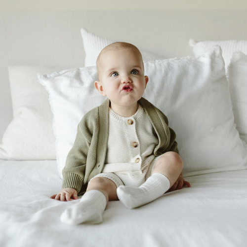 Organic Cotton Knit Romper - Cloud