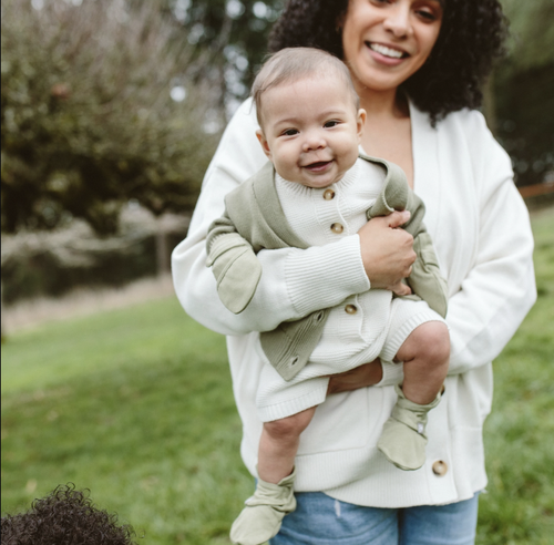 Organic Cotton Knit Romper - Cloud