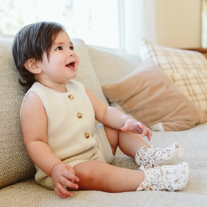 Organic Cotton Knit Romper - Cloud