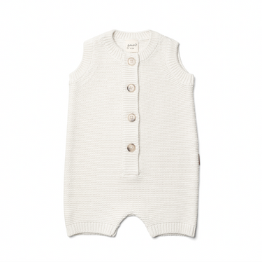 Organic Cotton Knit Romper - Cloud