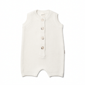 Organic Cotton Knit Romper - Cloud