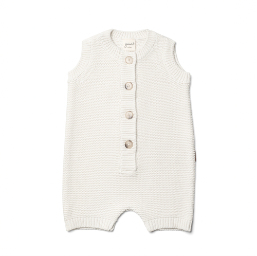 Organic Cotton Knit Romper - Cloud