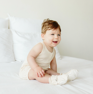Viscose Organic Cotton Romper - Dune Stripe