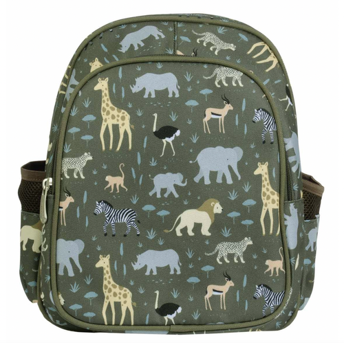 Kids Savanna Backpack in angle view, featuring vibrant colors and playful design for toddlers and young children.