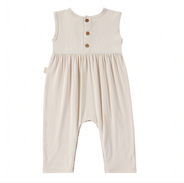 Bamboo Sleveless Romper With Button Detail