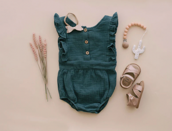 Backless Romper - Peacock