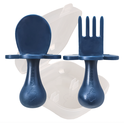 Toddler Fork & Spoon Set - You Drive Me Navy