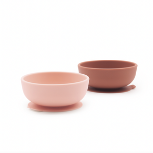 Kids Silicone Suction Bowl Set - Blush/Terracotta