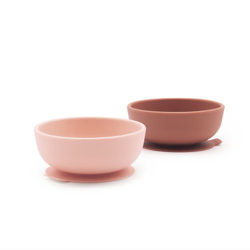 Kids Silicone Suction Bowl Set - Blush/Terracotta